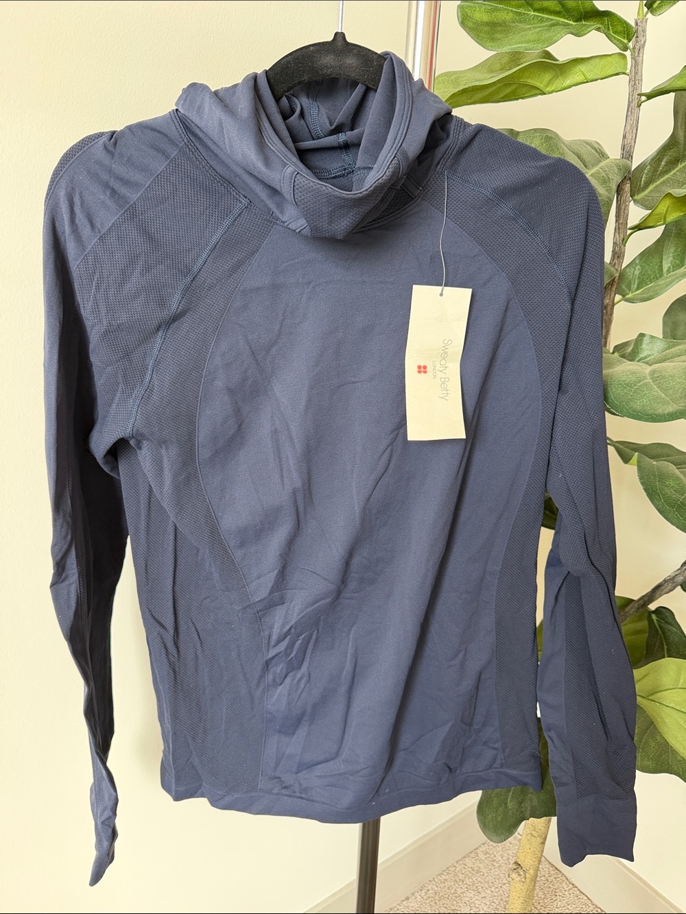 Sweaty Betty Navy Hooded Long-Sleeve Athletic Top